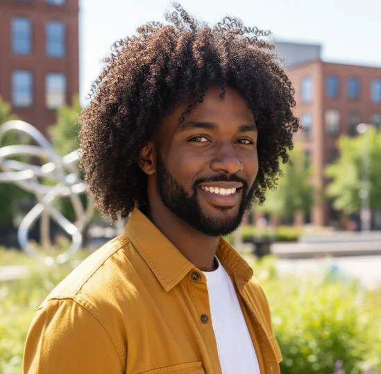afro curly mullet
