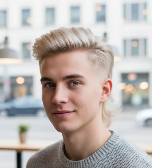 blond burst fade mullet