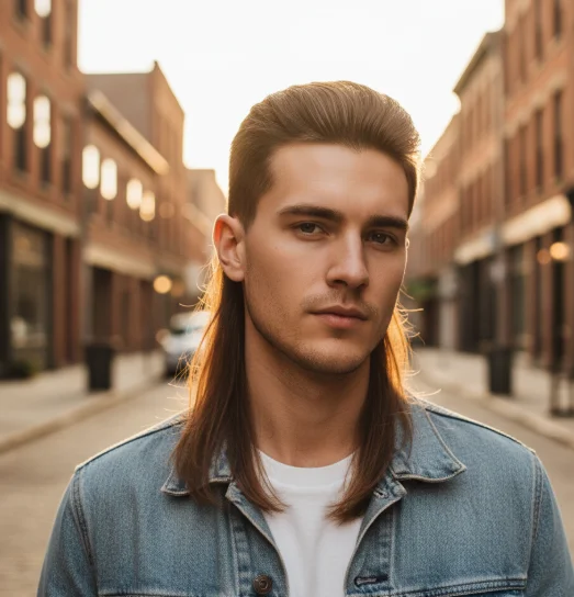 classic straight hair mullet