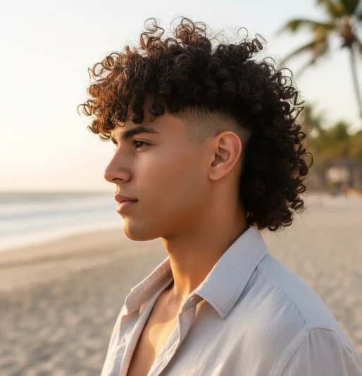 curly brusted fade