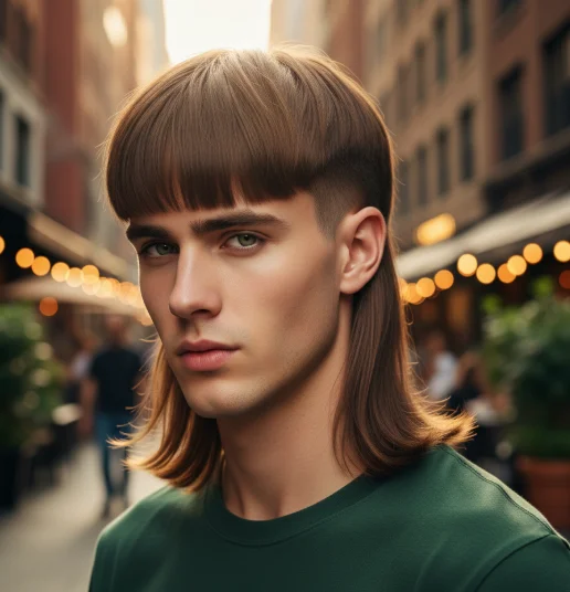straight hair fringe mullet