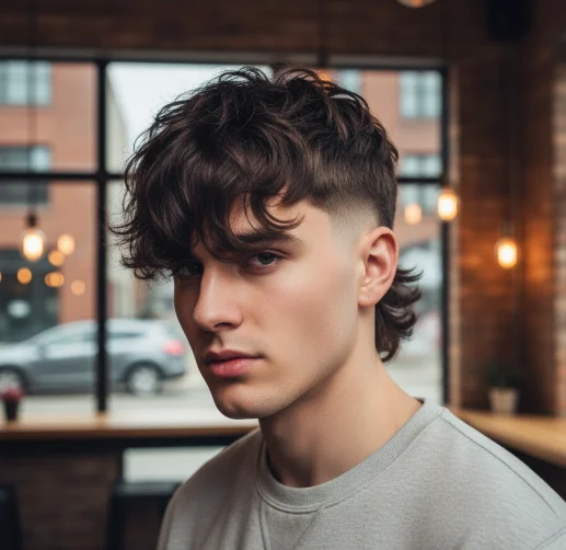 Fringe burst fade mullet