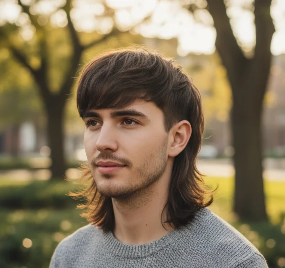 straught hair layered mullet