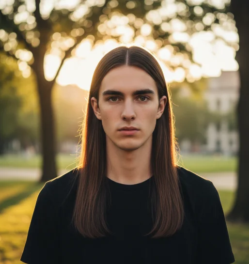 middle part straight hair