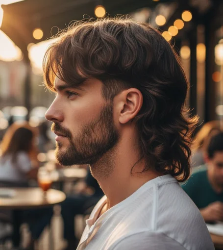 middle part modern mullet fade