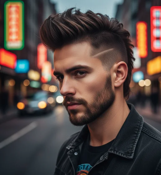Mohwak burst fade mullet