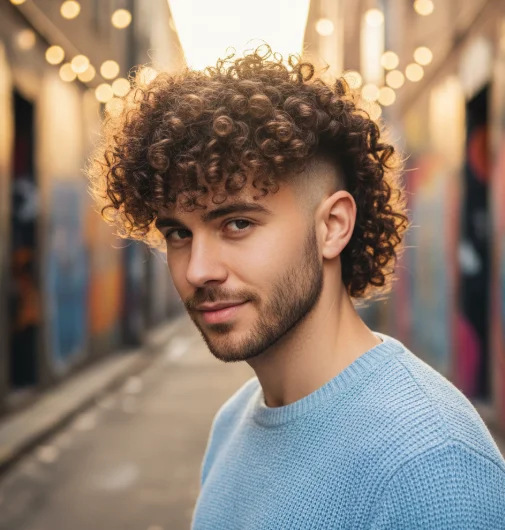 reversed curly mullet