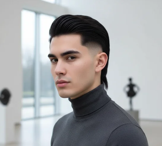 Straight Hair burst fade mullet