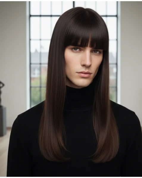 Long straight hair mullet