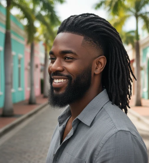Thick loc mullet