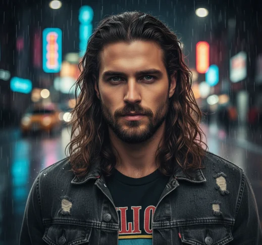 middle part wavy mullet